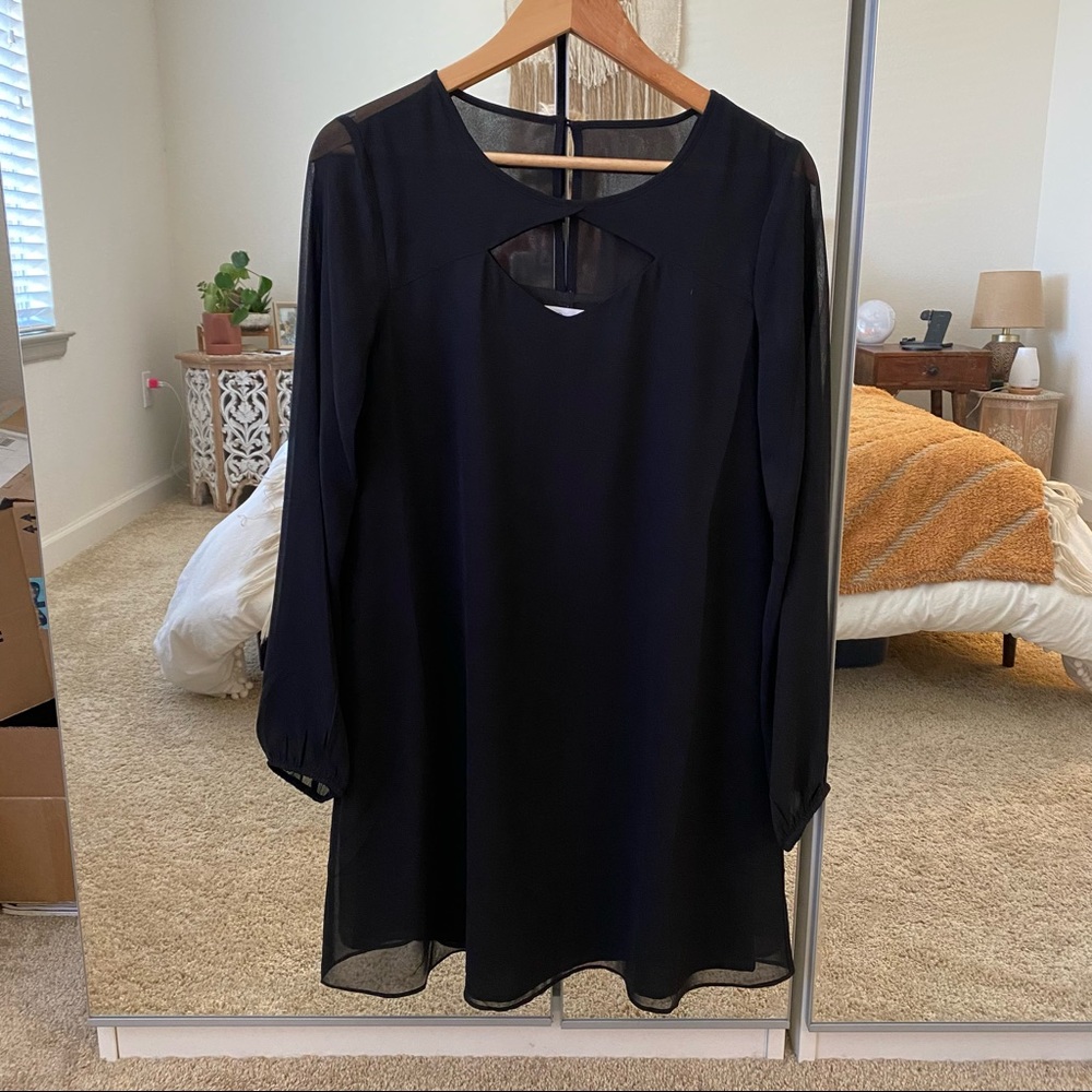 BCBGeneration Long Sheer Sleeve Keyhole Dress